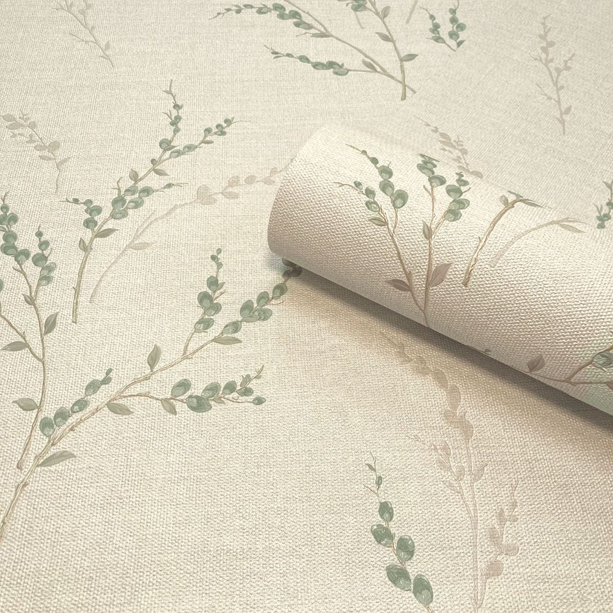 7152 - Carmella Floral Textured Vinyl Wallpaper - Green - Belgravia