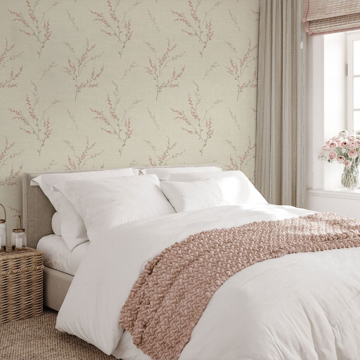 7153 - Carmella Floral Textured Vinyl Wallpaper - Pink - Belgravia