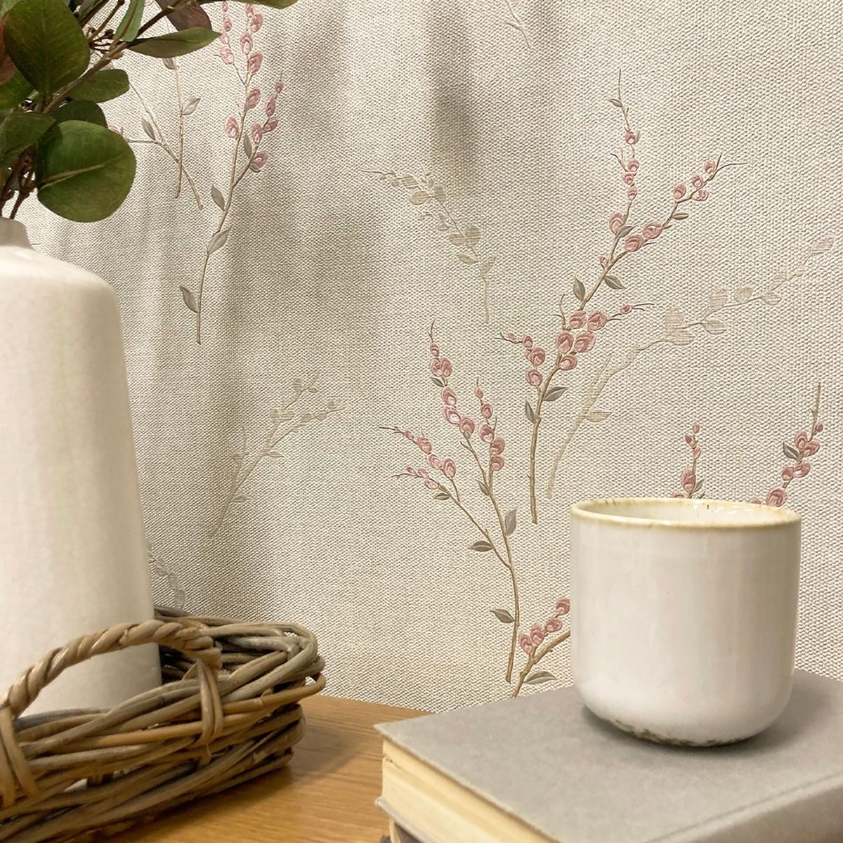 7153 - Carmella Floral Textured Vinyl Wallpaper - Pink - Belgravia