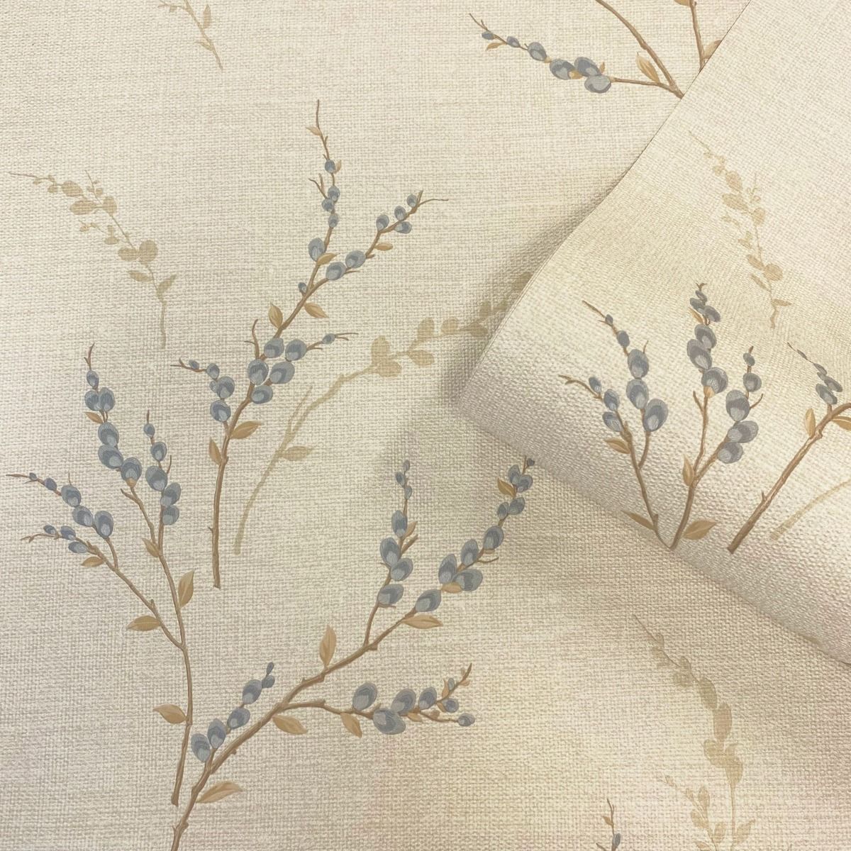 7156 - Carmella Floral Textured Vinyl Wallpaper - Blue - Belgravia