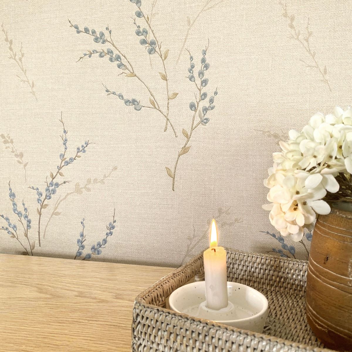 7156 - Carmella Floral Textured Vinyl Wallpaper - Blue - Belgravia
