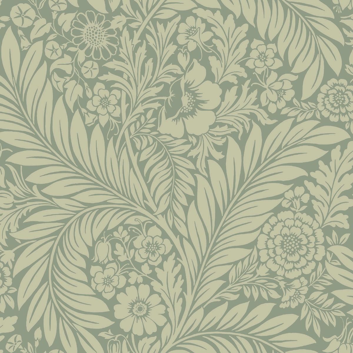 720 - Florence Leaf Wallpaper - Green - Belgravia