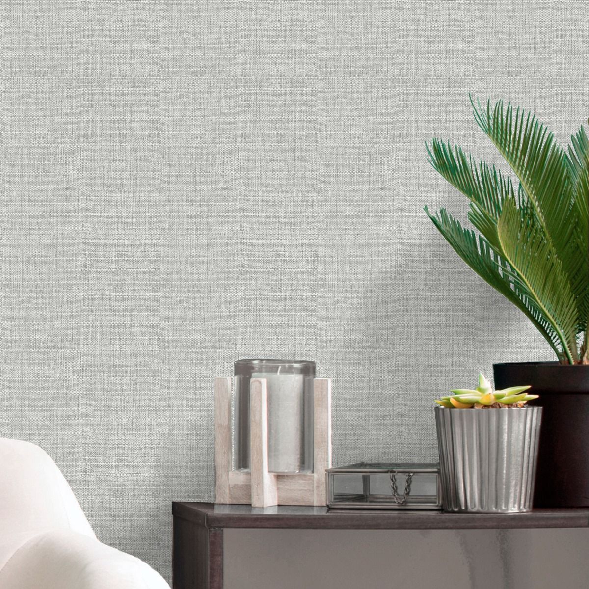 8106 - Giorgio Plain Texture Vinyl Wallpaper - Soft Silver - Belgravia