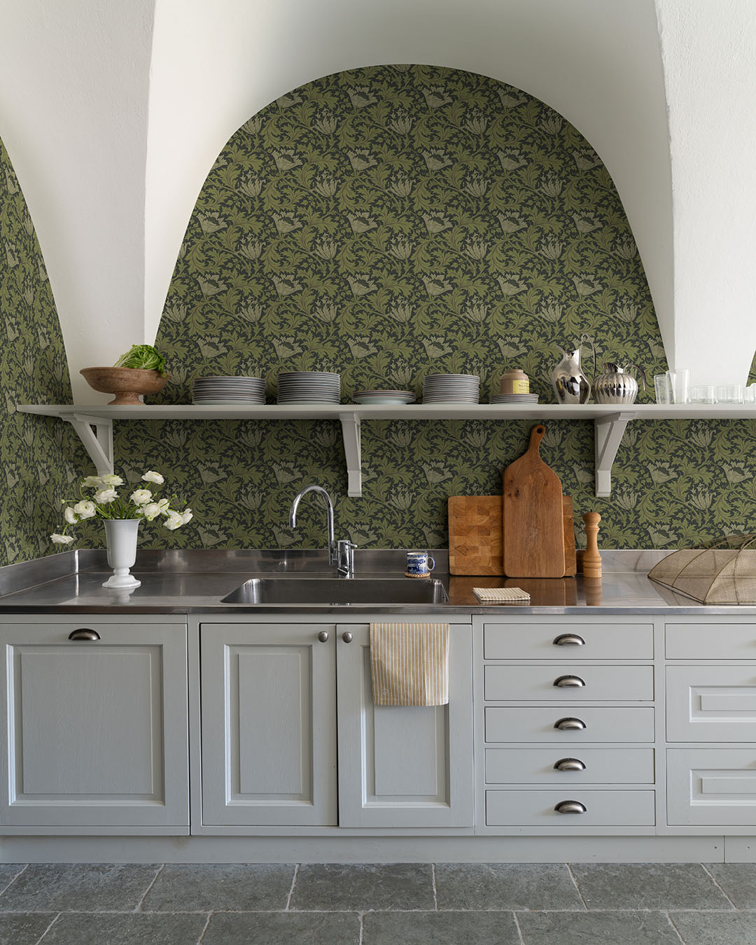 82005 - Anemone Wallpaper - Green Black - Midbec