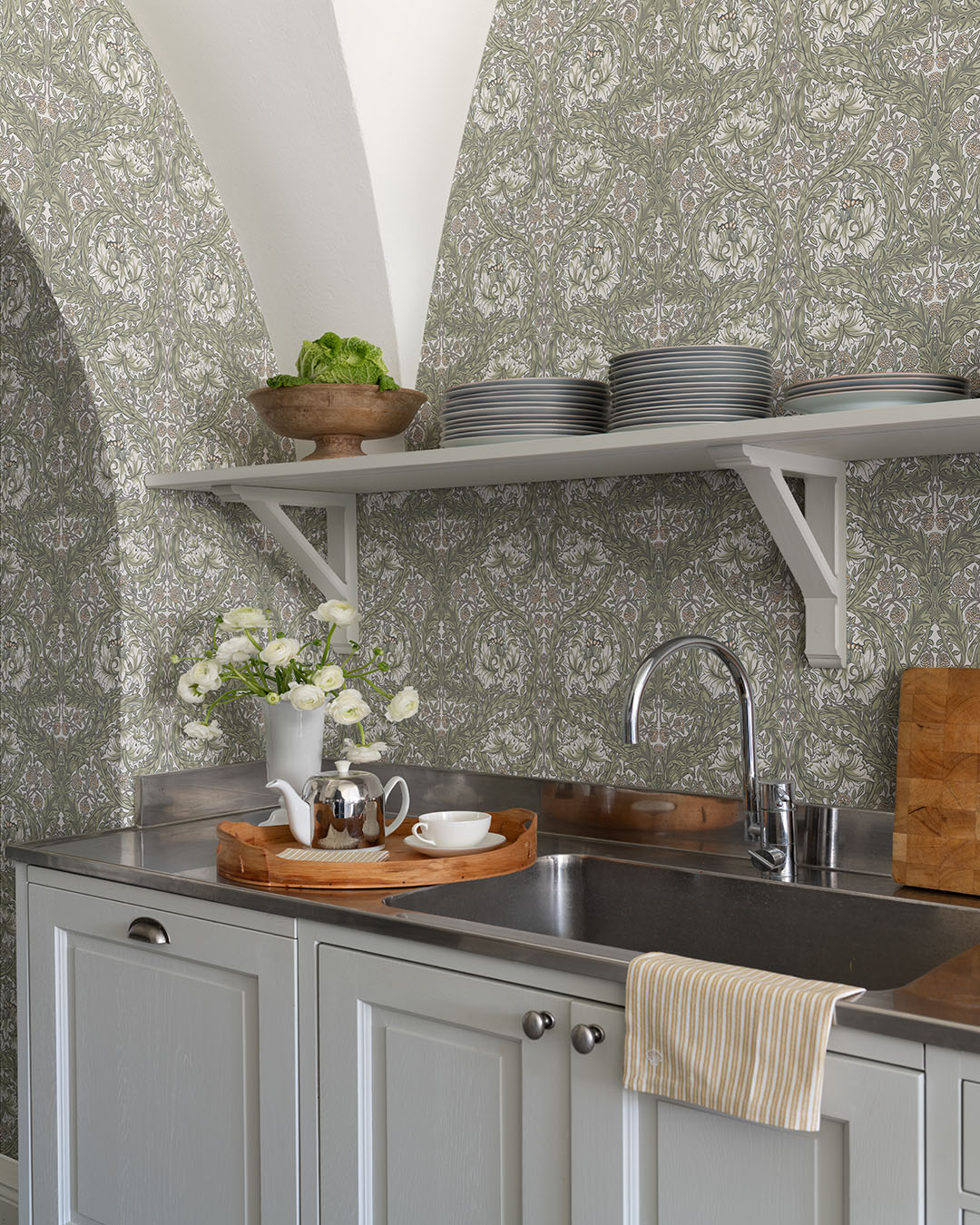 82023 - African Marigold Wallpaper - Green - Midbec