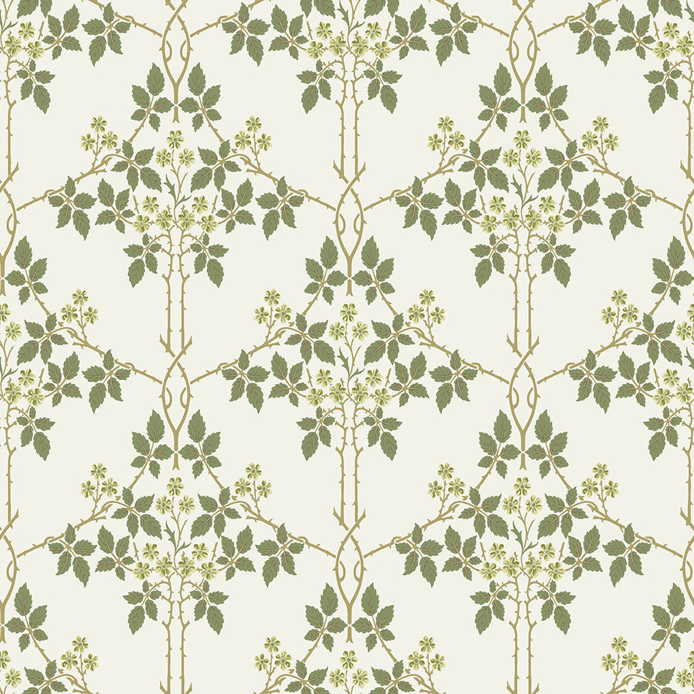 82053 - Blackberry Wallpaper - White / Green - Midbec