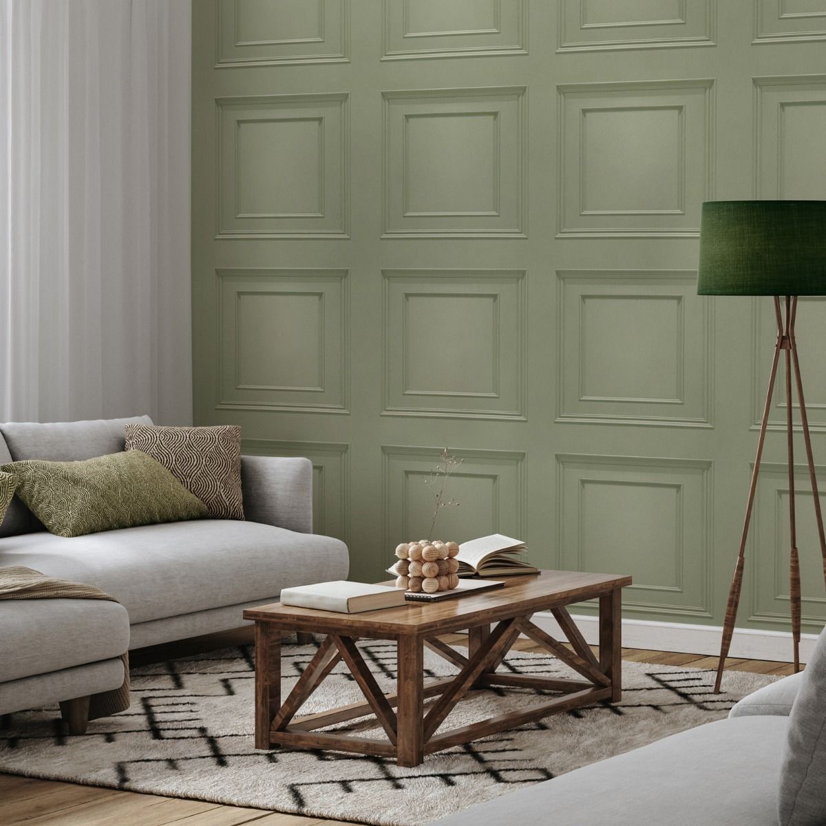8494 - Oliana Panel Wallpaper - Sage - Belgravia