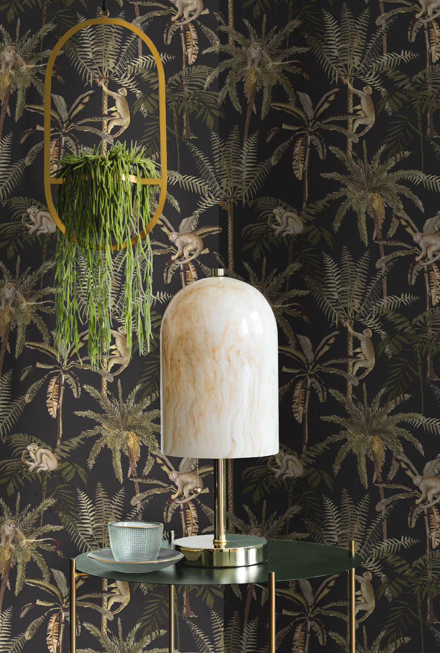 91102 - Ateles Wallpaper - Black - Holden Decor