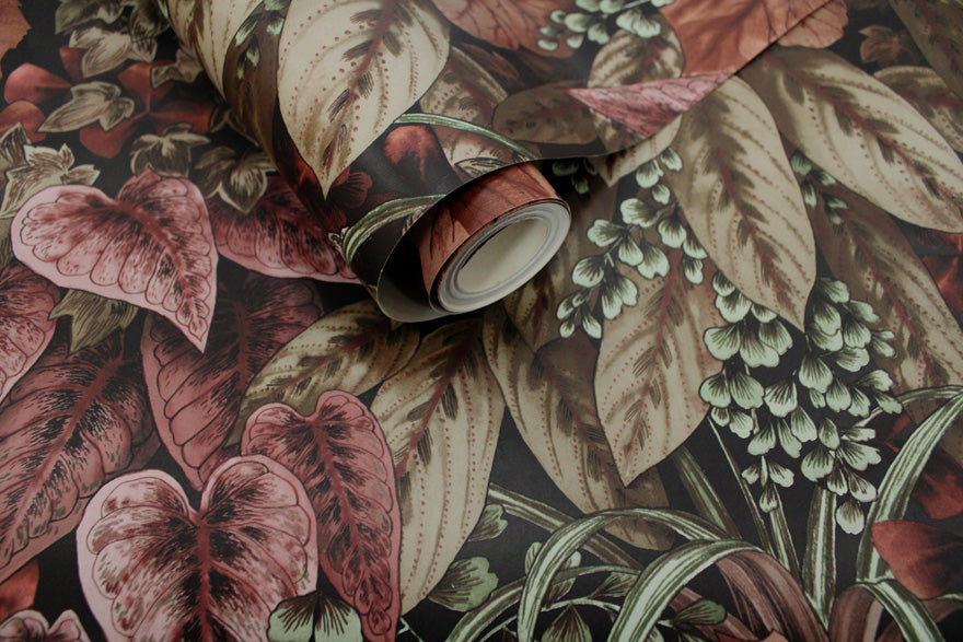 91360 - Cascading Garden Wallpaper - Crimson - Holden Decor