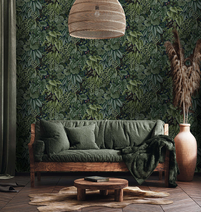 91361 - Cascading Garden Wallpaper - Navy - Holden Decor