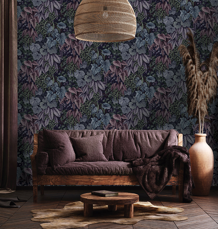 91362 - Cascading Garden Wallpaper - Plum - Holden Decor
