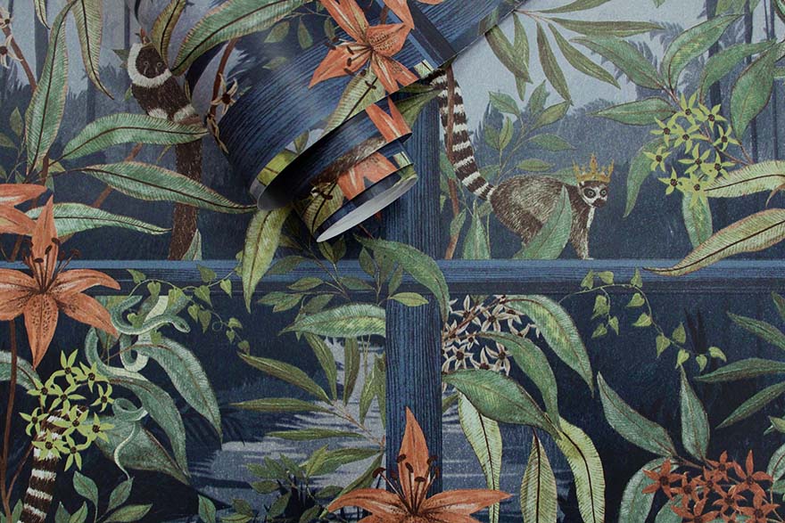 91390 - Comoro Wallpaper - Navy - Holden Decor
