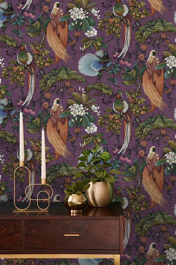 91400 - Yasuni Wallpaper - Plum - Holden Decor