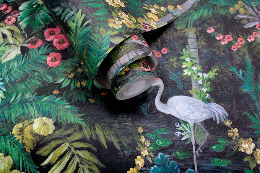 91441 - Masoala Wallpaper - Black - Holden Decor