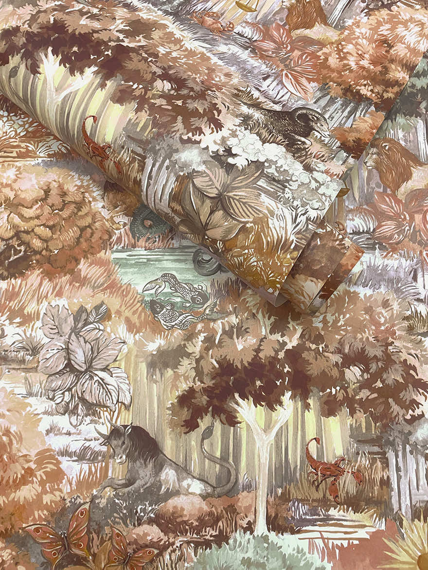 91541 - Zodiac Wallpaper - Burnt Orange - Holden Decor