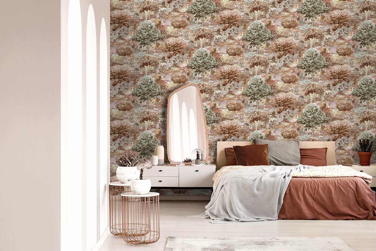 91541 - Zodiac Wallpaper - Burnt Orange - Holden Decor