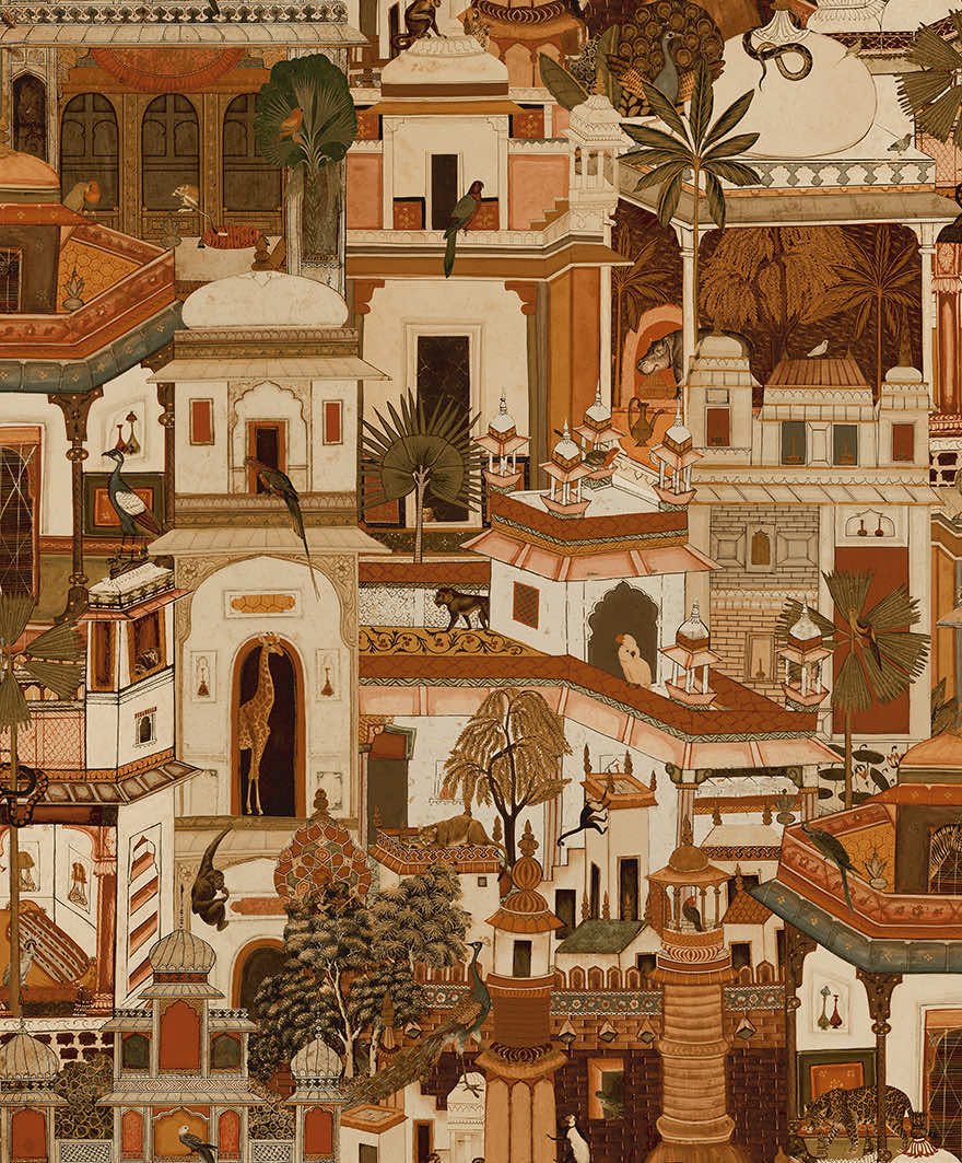 91550 - Civita Wallpaper - Orange - Holden Decor