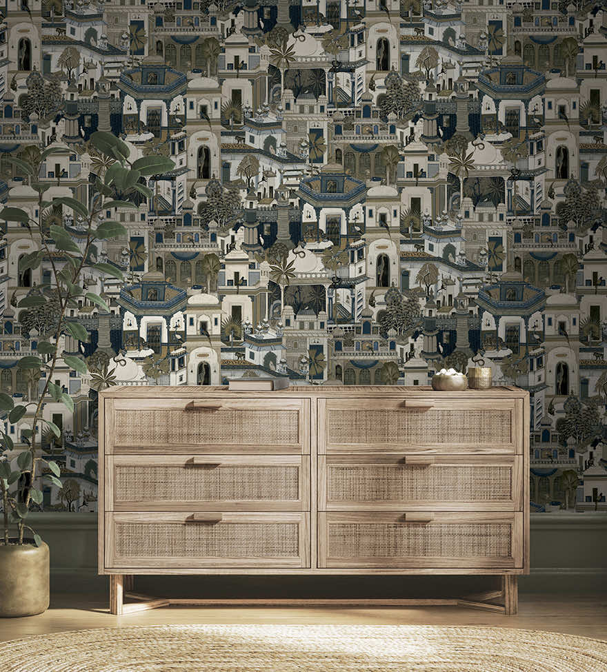 91552 - Civita Wallpaper - Navy - Holden Decor