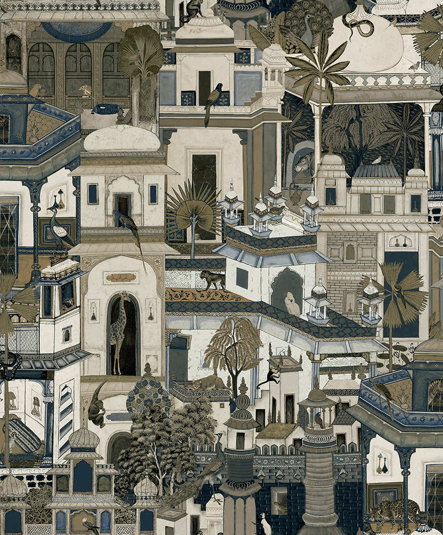 91552 - Civita Wallpaper - Navy - Holden Decor