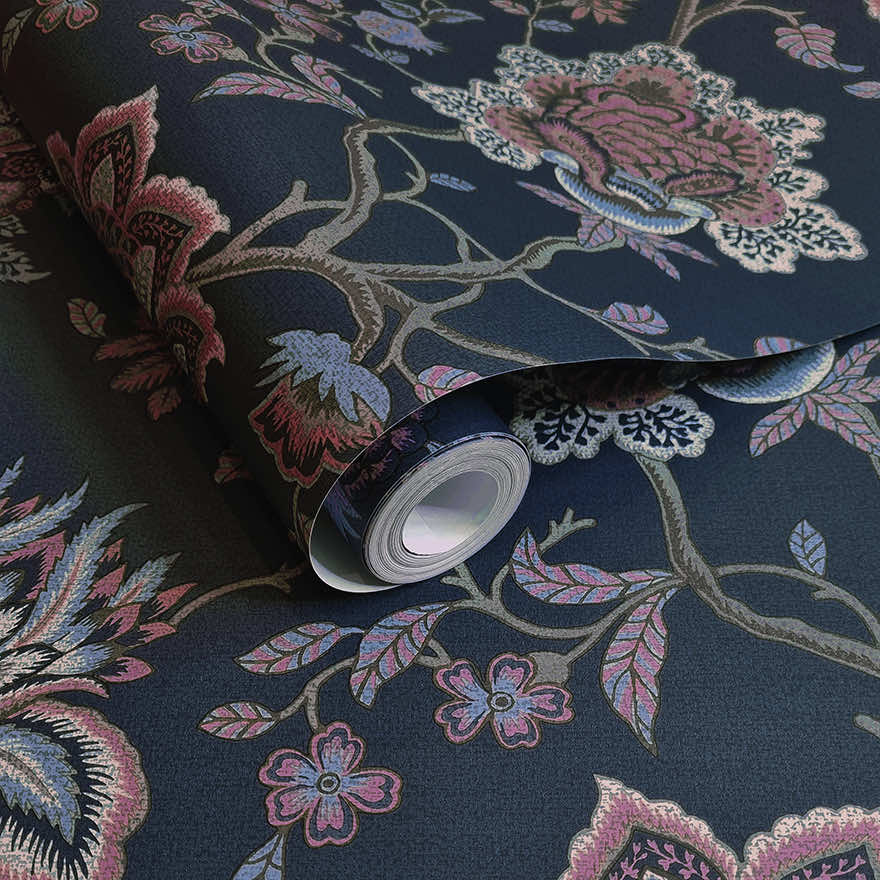 91613 - Regan Wallpaper - Navy - Holden Decor