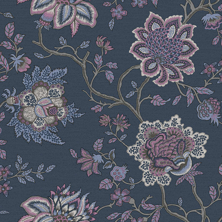 91613 - Regan Wallpaper - Navy - Holden Decor