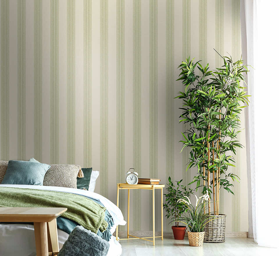 91671 - Yuste Stripe Wallpaper - Sage - Holden Decor