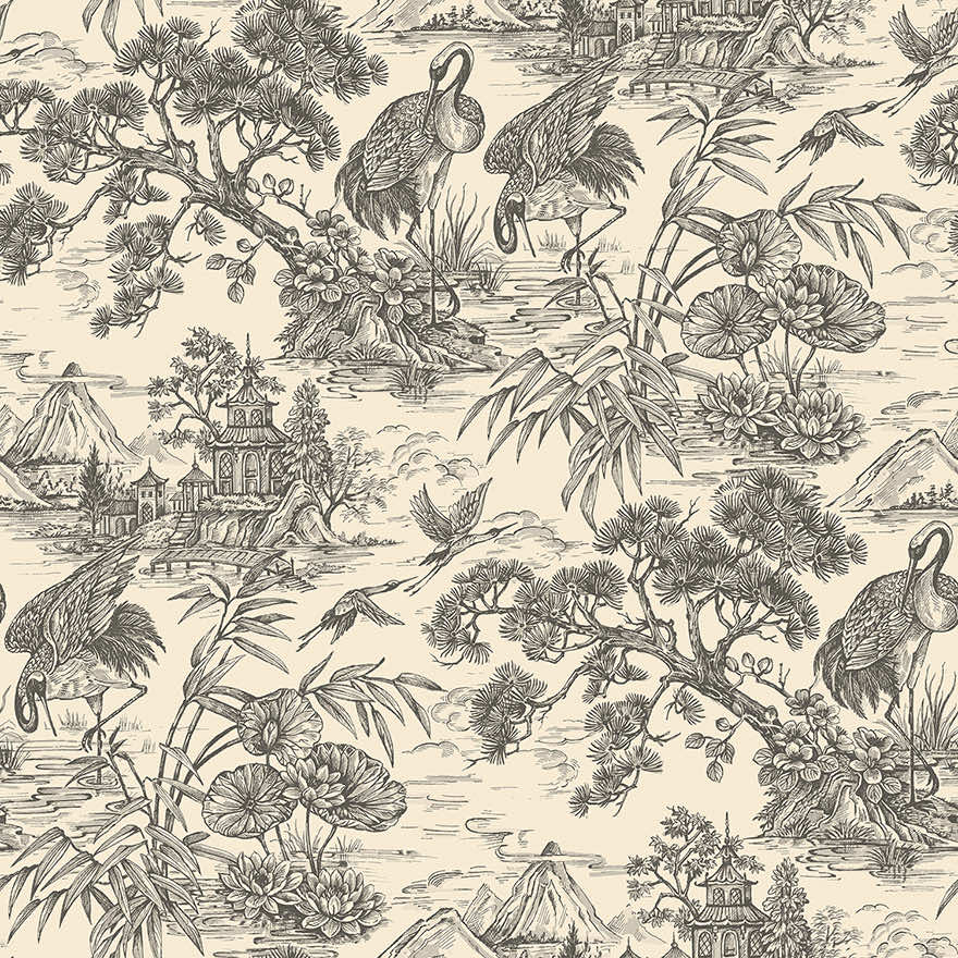 91703 - Natoru Wallpaper - Cream / Charcoal - Holden Decor