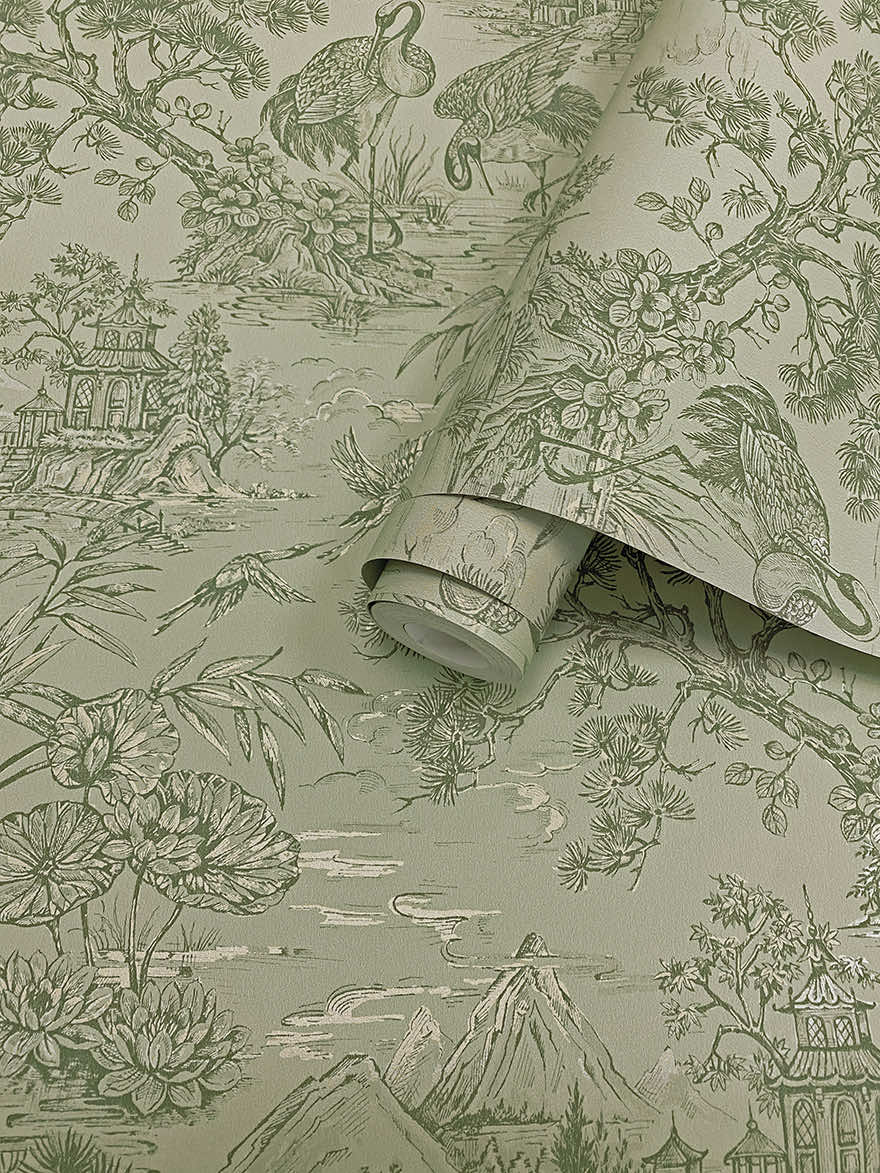 91704 - Natoru Wallpaper - Sage - Holden Decor