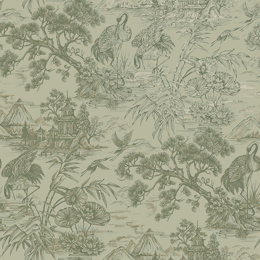 91704 - Natoru Wallpaper - Sage - Holden Decor
