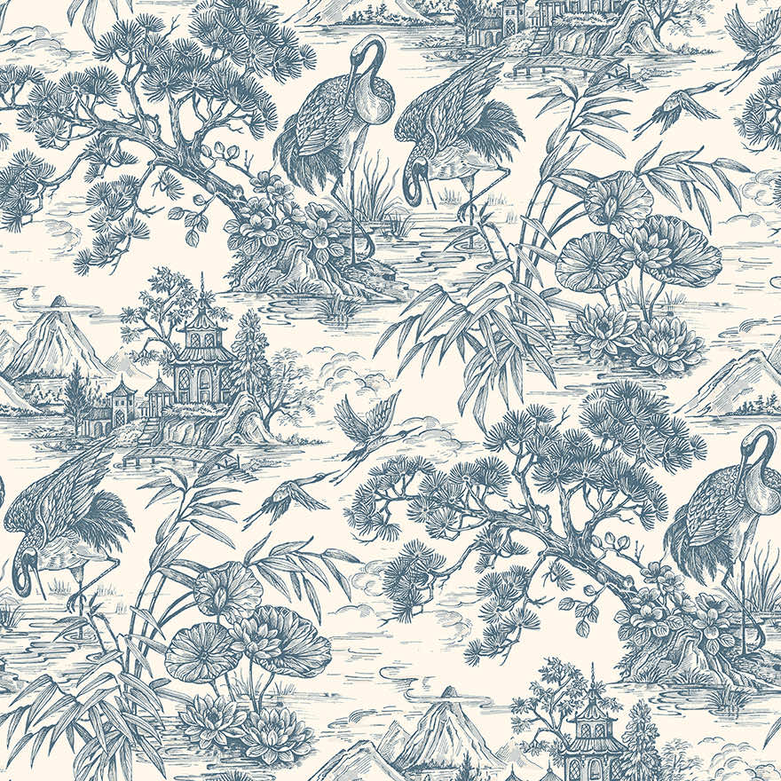 91705 - Natoru Wallpaper - Navy / Cream - Holden Decor