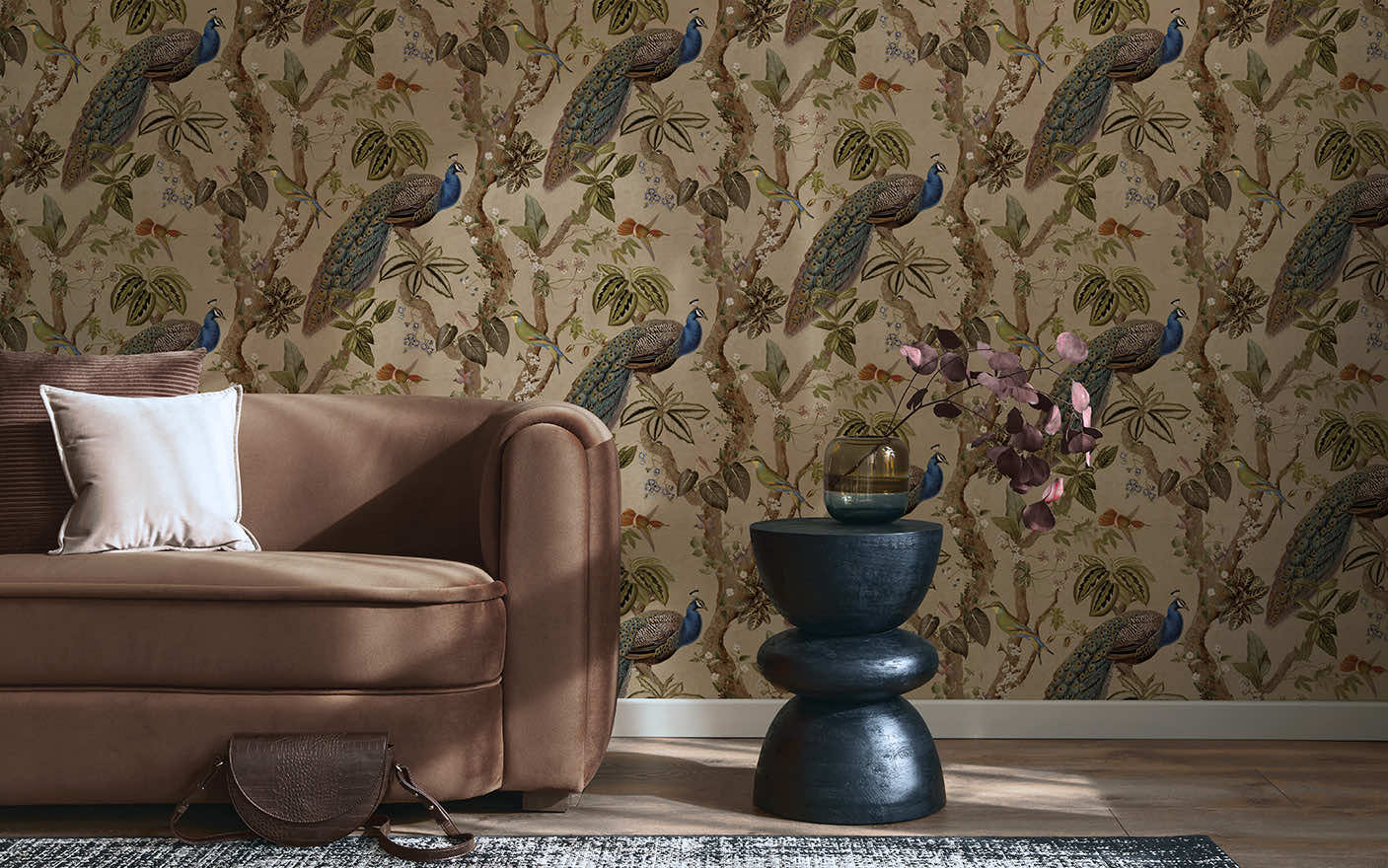 91740 - Cassia Wallpaper - Taupe - Holden Decor