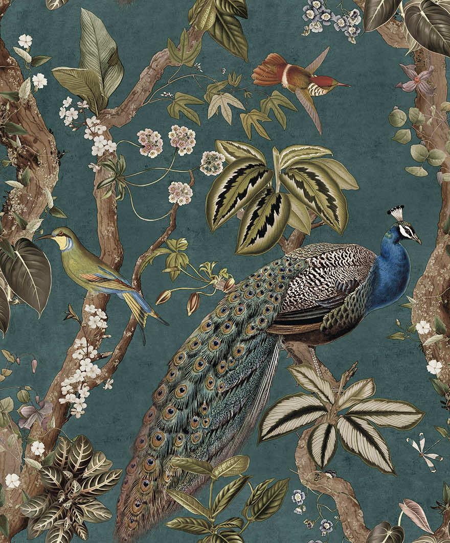 91742 - Cassia Wallpaper - Aqua - Holden Decor
