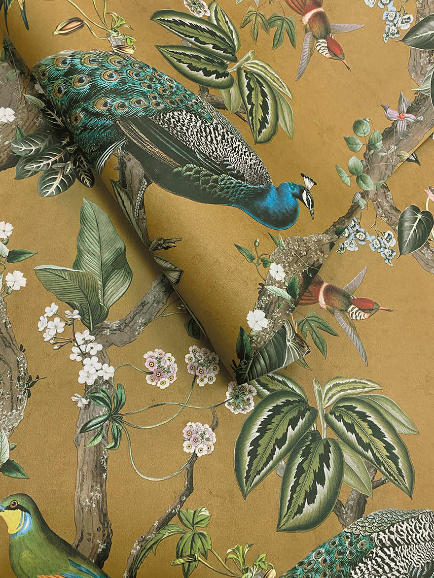 91743 - Cassia Wallpaper - Ochre - Holden Decor