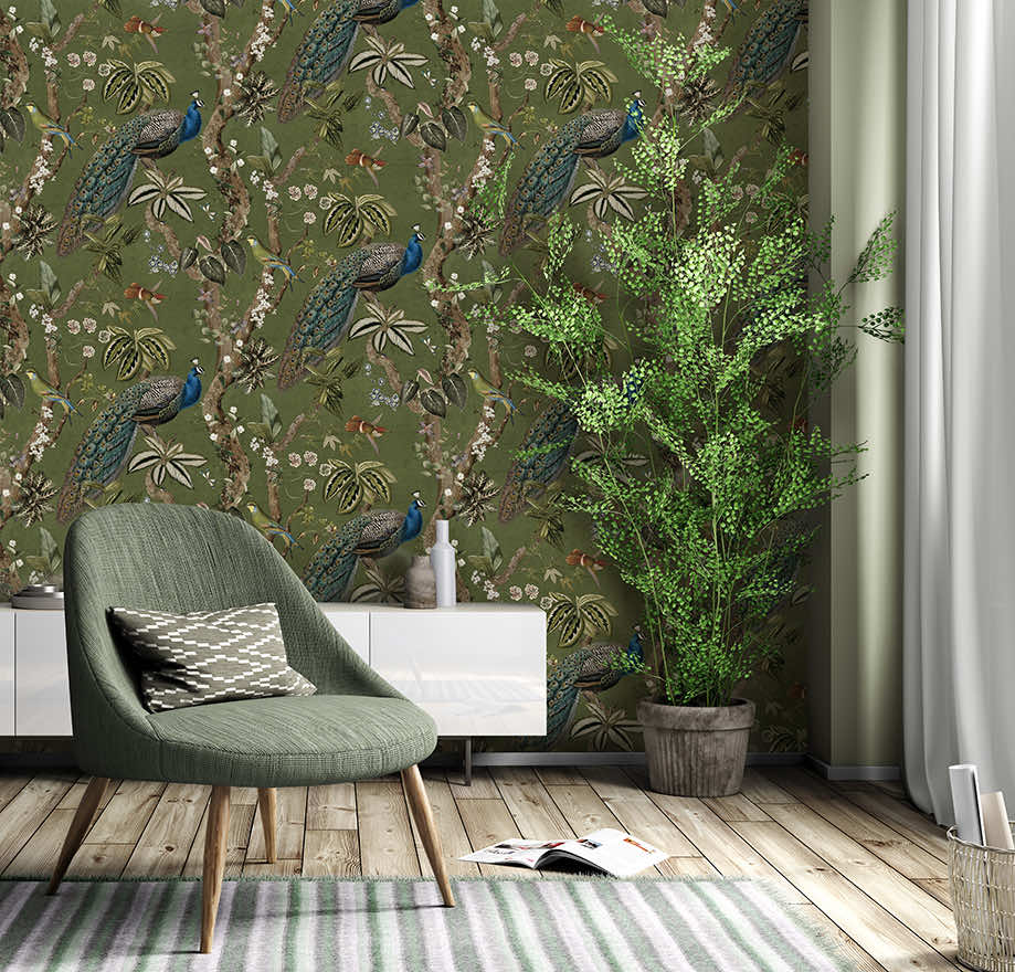 91745 - Cassia Wallpaper - Green - Holden Decor