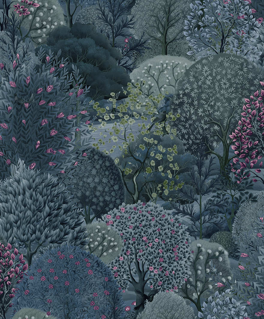 91751 - Arboretum Wallpaper - Navy - Holden Decor