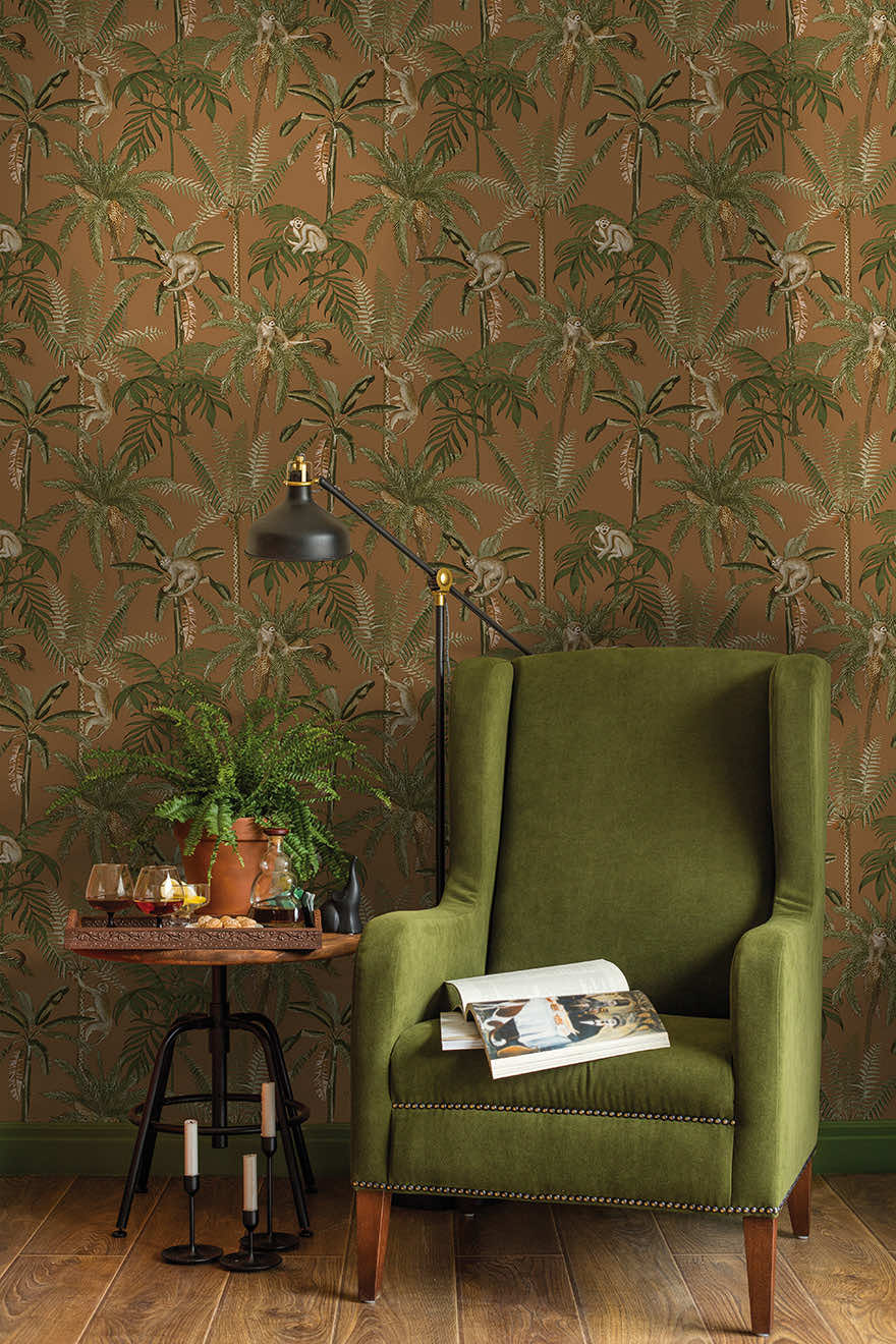 91761 - Ateles Wallpaper - Burnt Orange - Holden Decor