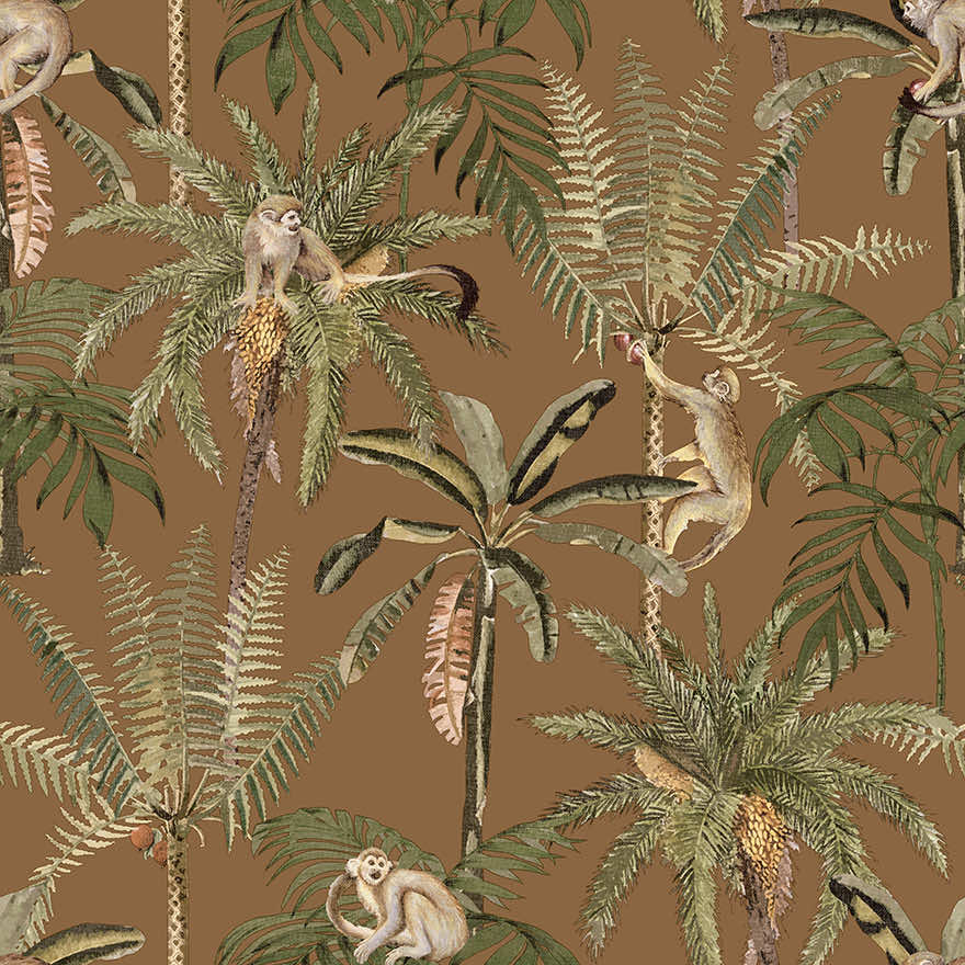 91761 - Ateles Wallpaper - Burnt Orange - Holden Decor