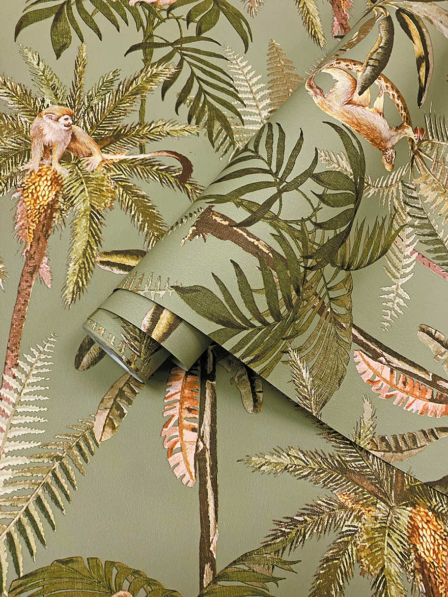 91762 - Ateles Wallpaper - Sage - Holden Decor