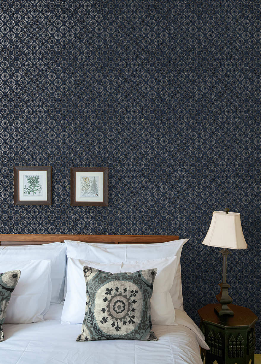 91872 - Sunstone Wallpaper - Navy - Holden Decor