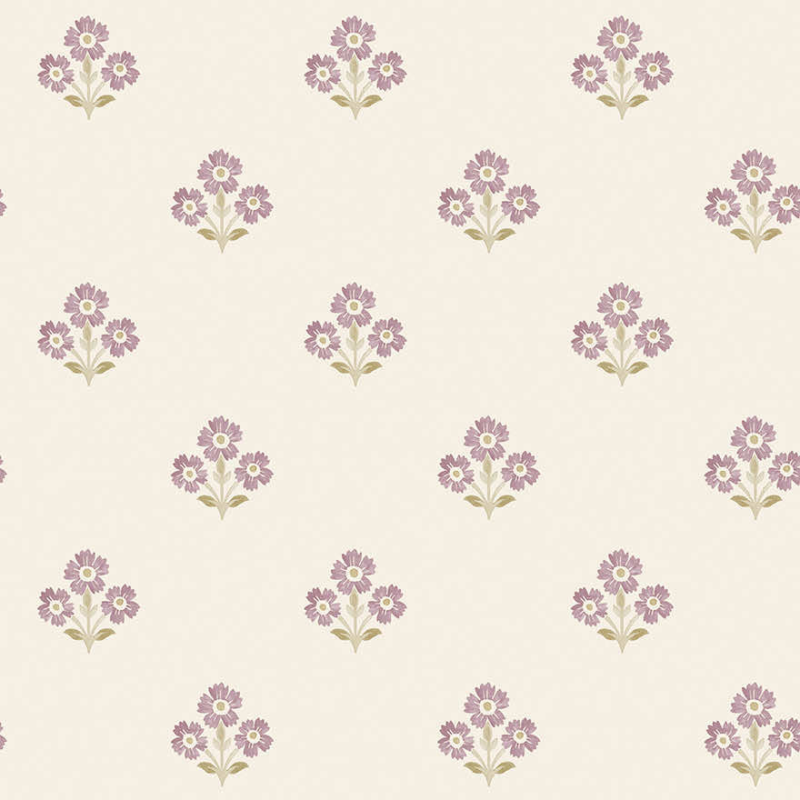 91994 - Isadora Wallpaper - Neutral / Mulberry - Holden Decor