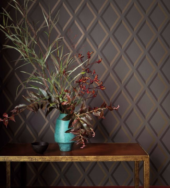95/11062 - Pompeian Wallpaper - Dark Pewter & Bronze on Soot - Cole & Son