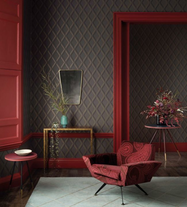 95/11062 - Pompeian Wallpaper - Dark Pewter & Bronze on Soot - Cole & Son