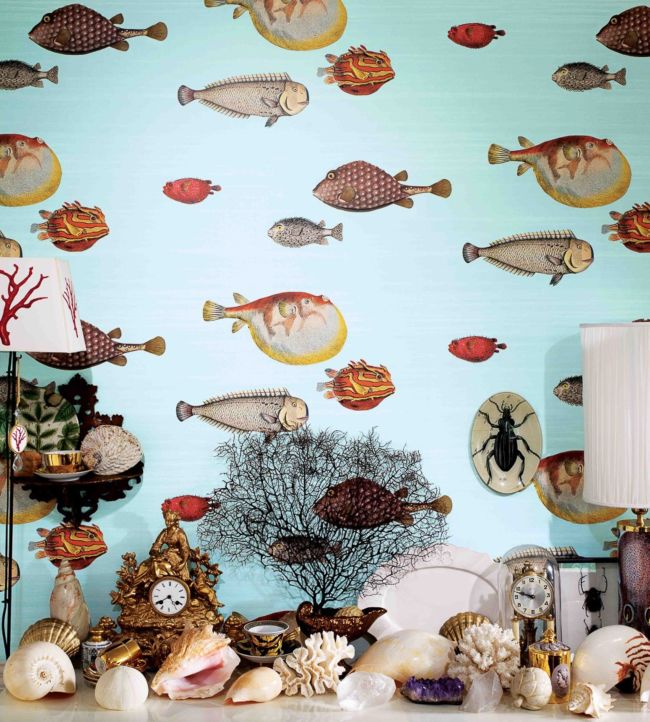 97/10030 - Acquario Wallpaper - Print Room Blue - Cole & Son