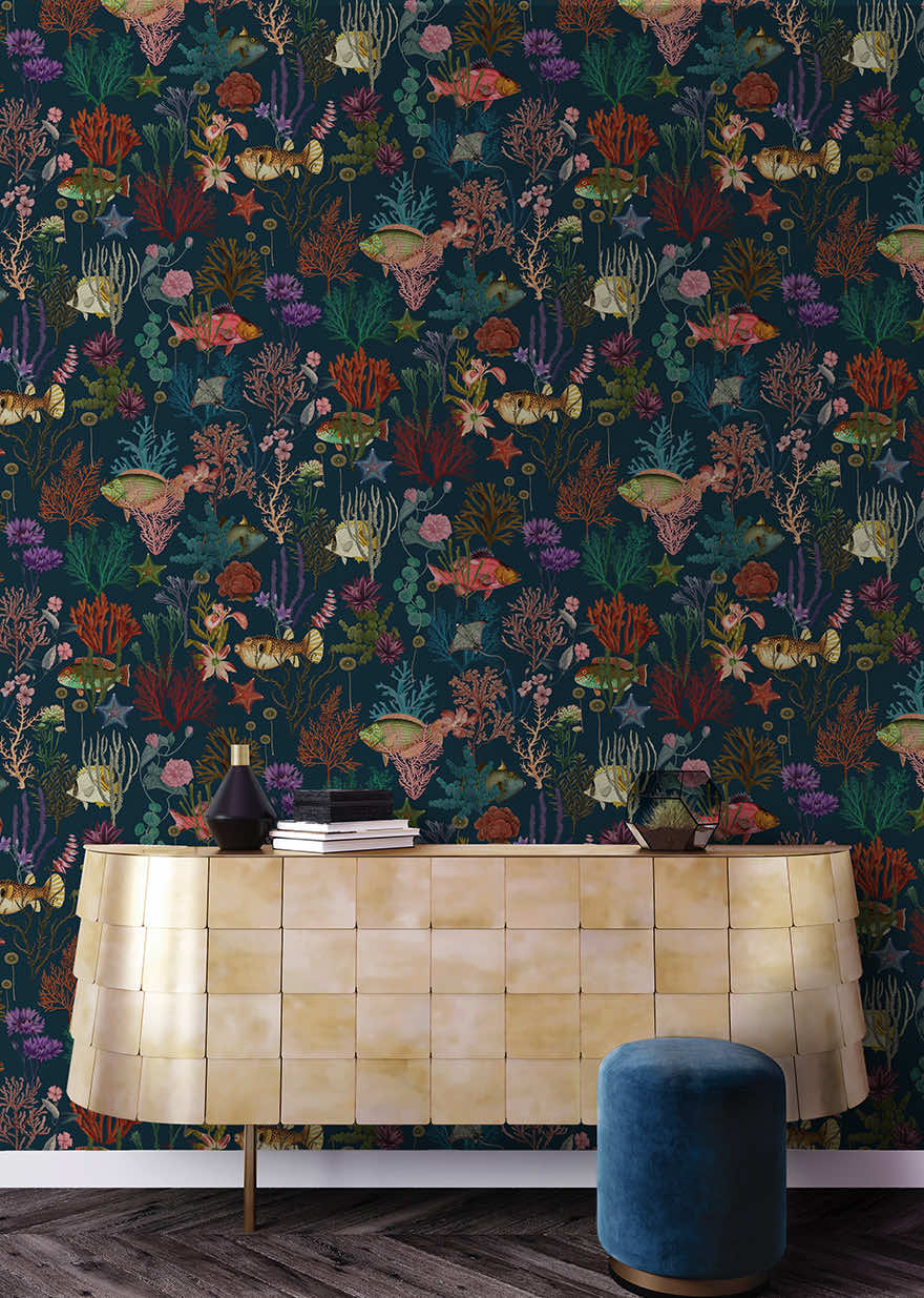 99431 - Cora Wallpaper - Navy - Holden Decor