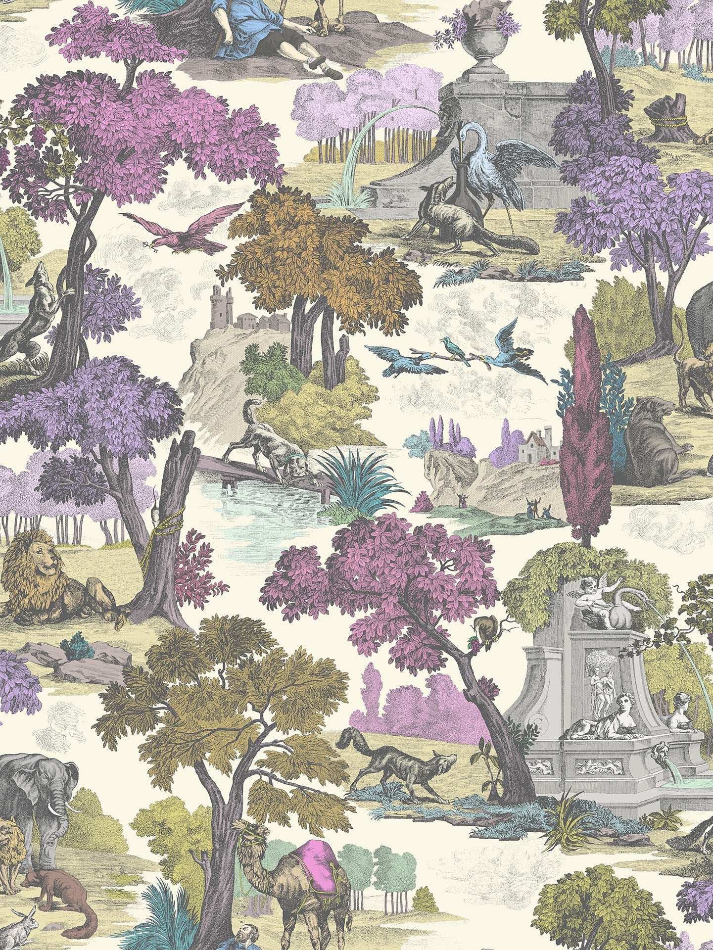99/16065 - Versailles Grand Folie Wallpaper - Purple & Safari on White - Cole & Son