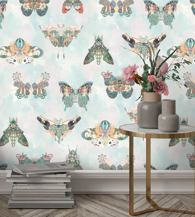 BMCF003-02A - Butterfly Effect Wallpaper - Green Multi - Brand McKenzie