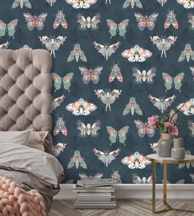 BMCF003-02B - Butterfly Effect Wallpaper - Navy - Brand McKenzie