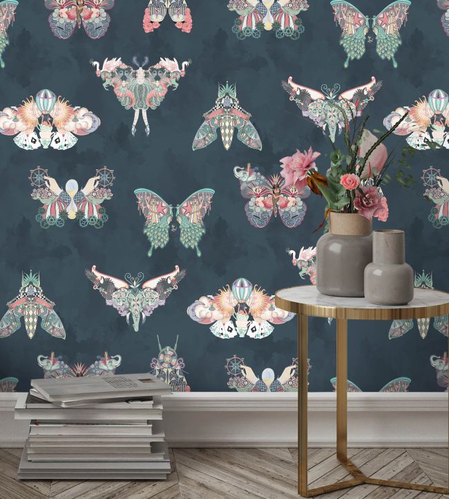 BMCF003-02B - Butterfly Effect Wallpaper - Navy - Brand McKenzie