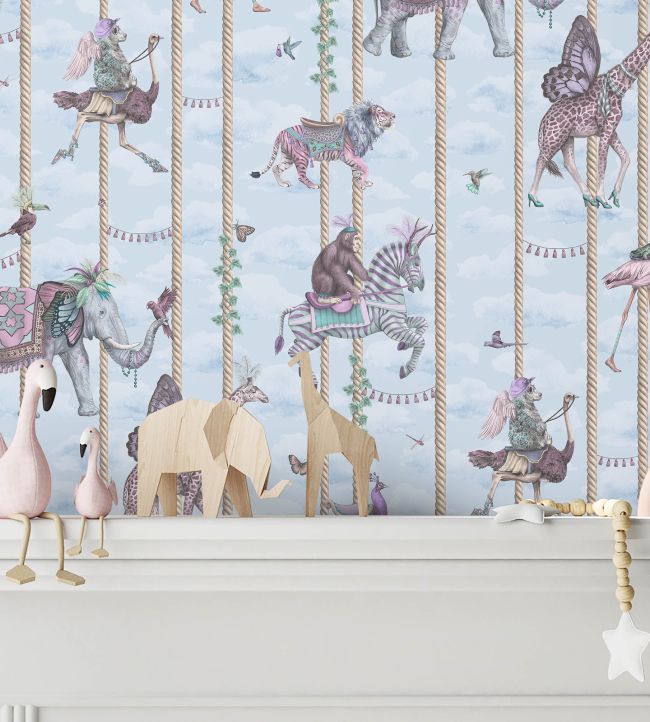 BMCF003-04A - Carousel Wallpaper - Blue - Brand McKenzie