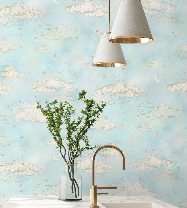 BMCF003-10B - Starry Clouds Wallpaper - Green Sky - Brand McKenzie